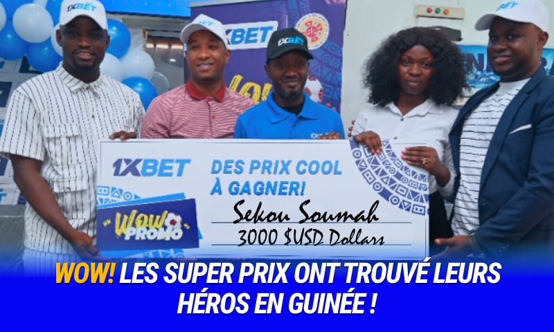 1xBet a remis un iPhone, un chèque de 3 000 $ et des codes promo aux gagnants de la WOW Promo en Guinée